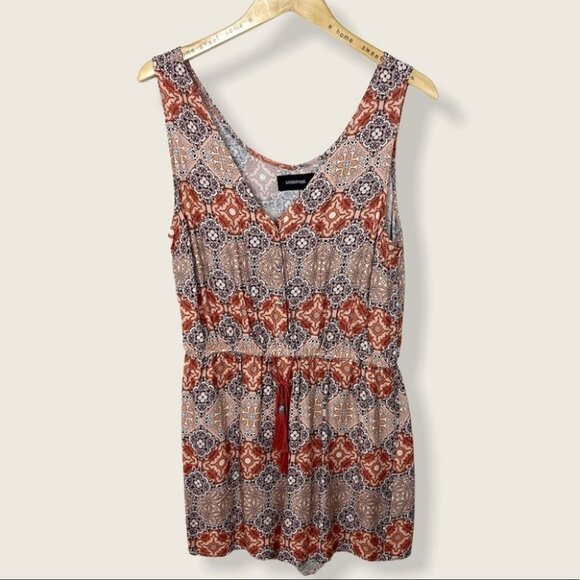 MinkPink Marrakesh Days Playsuit Romper Orange Bohemian‎ Festival Hippie Boho L - Picture 2 of 8